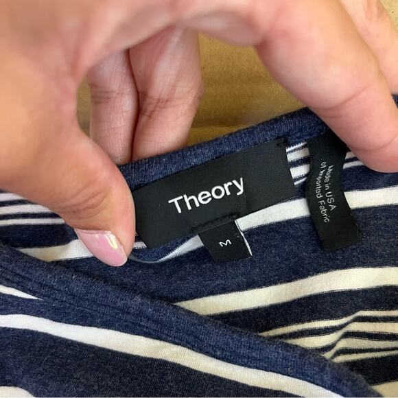 Theory Stripe Ennalyn Elevate Knit Off Shoulder Top - Picture 7 of 8